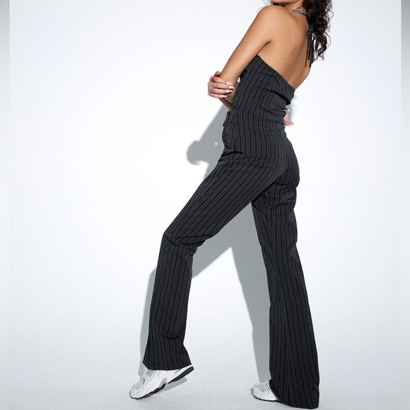 MOTEL X OLIVIA NEILL Zocha Flare Trouser in Irregular Stripe Black - Picture 4 of 4